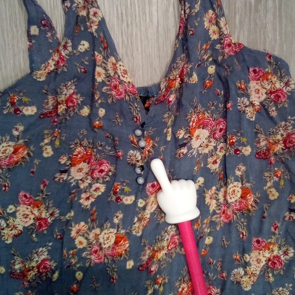 Blue Spring Splatter Floral Print Sleeveless Tank Jumpsuit - Picture 11 of 15